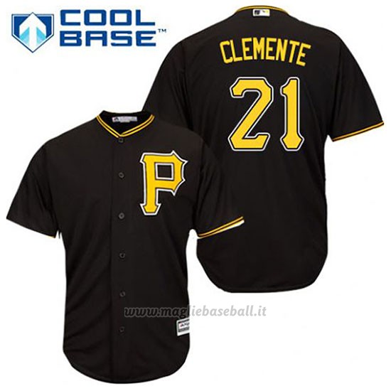 Maglia Baseball Uomo Pittsburgh Pirates Roberto Clemente 21 Nero Alterner Cool Base